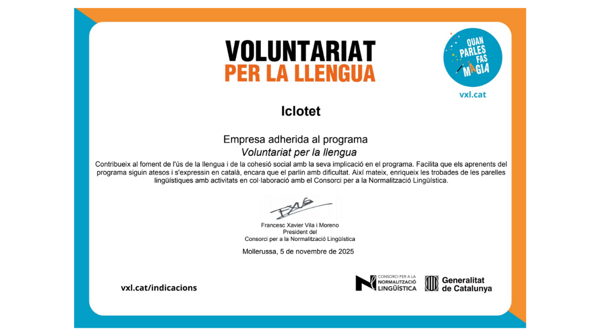 iclotet s’adhereix al programa 
Voluntariat per la llengua